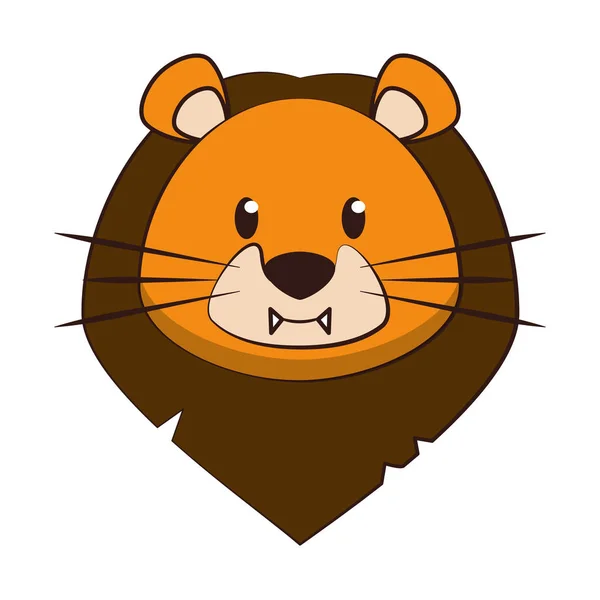 León cabeza fauna lindo animal de dibujos animados — Vector de stock