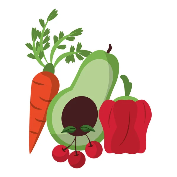 Vegetales alimentos saludables dibujos animados aislados — Vector de stock