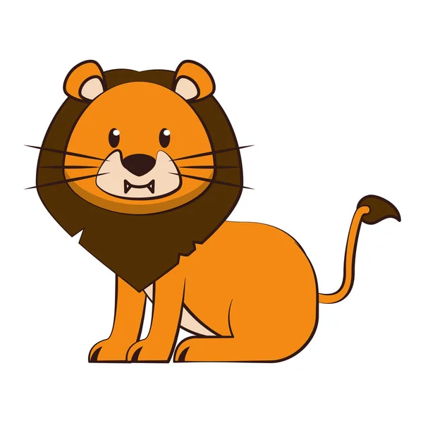 Lejon djurliv söt djur tecknad film — Stock vektor