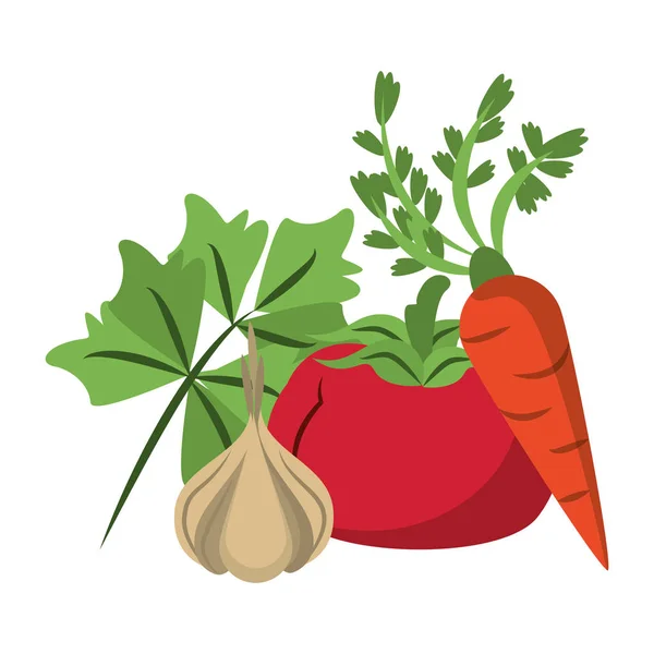 Vegetales alimentos saludables dibujos animados aislados — Archivo Imágenes Vectoriales