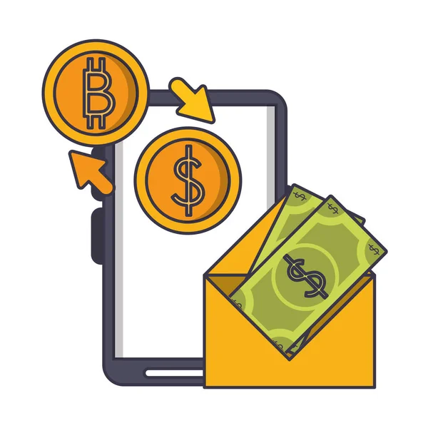 Bitcoin criptomoeda símbolos de dinheiro — Vetor de Stock