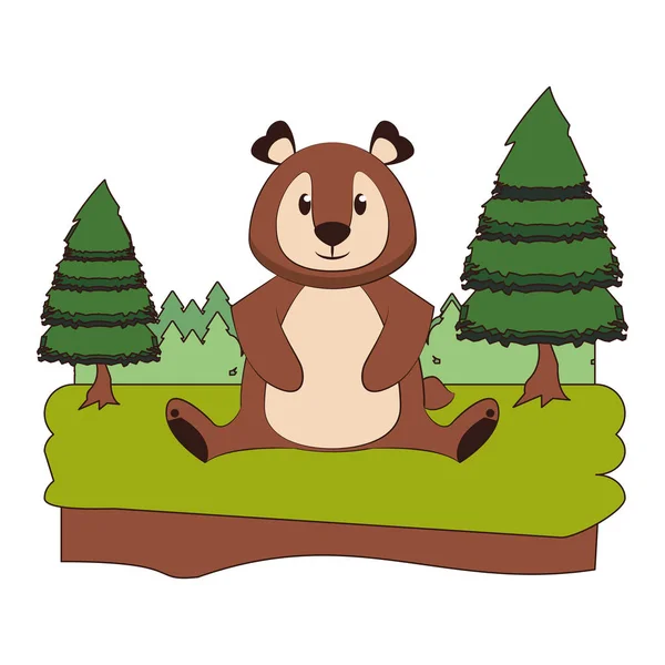 Niedźwiedź dzikiej przyrody słodkie zwierzę kreskówka — Wektor stockowy