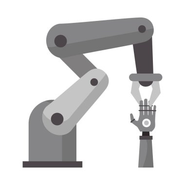 Hidrolik kol tutan biyonik el Vektör illüstrasyon