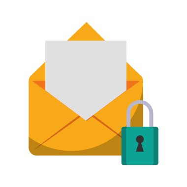 E-posta güvenlik asma kilit sembolü Vektör illüstrasyon