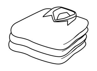 yığılmış katlanmış giysi simgesi karikatür siyah beyaz