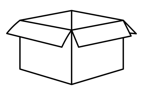 Картонна коробка порожня ікона мультяшна чорно-біла — стоковий вектор