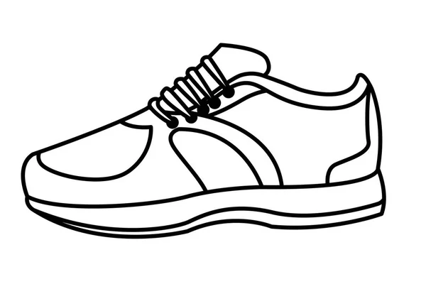 Sneaker med shoelance Icon Cartoon svart och vitt — Stock vektor