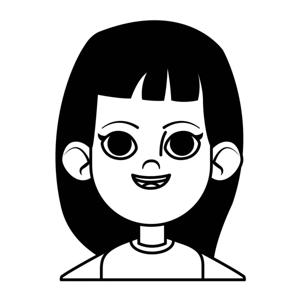 Little kid avatar profile picture black and white — Stock Vector