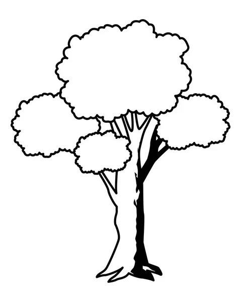 Yapraklı ve siyah beyaz ağaç simgesi — Stok Vektör