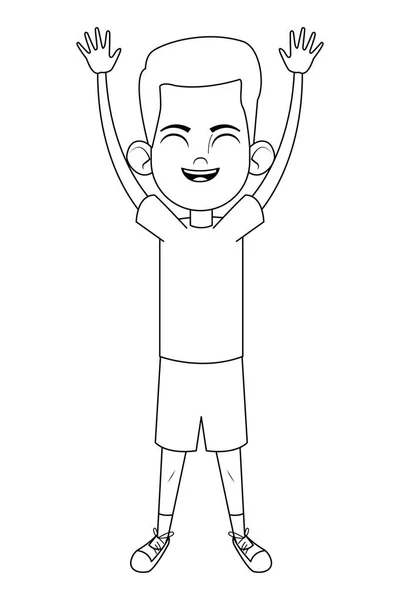 Kisgyerek avatar rajzfilmfigura fekete-fehér — Stock Vector