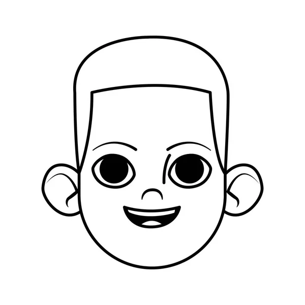 Pequena criança avatar perfil imagem preto e branco — Vetor de Stock
