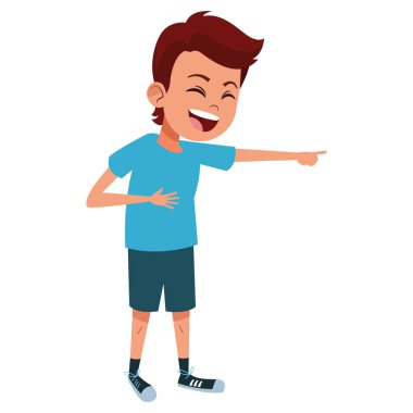 çocuk gülerek ve işaret