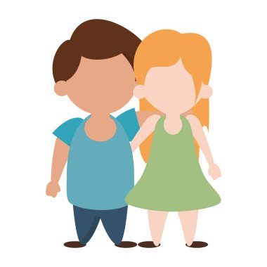 Çocuklar aşık karikatür Vektör illüstrasyon