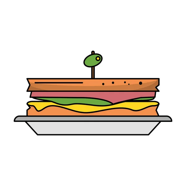 Сэндвич с оливкой на тарелке — стоковый вектор