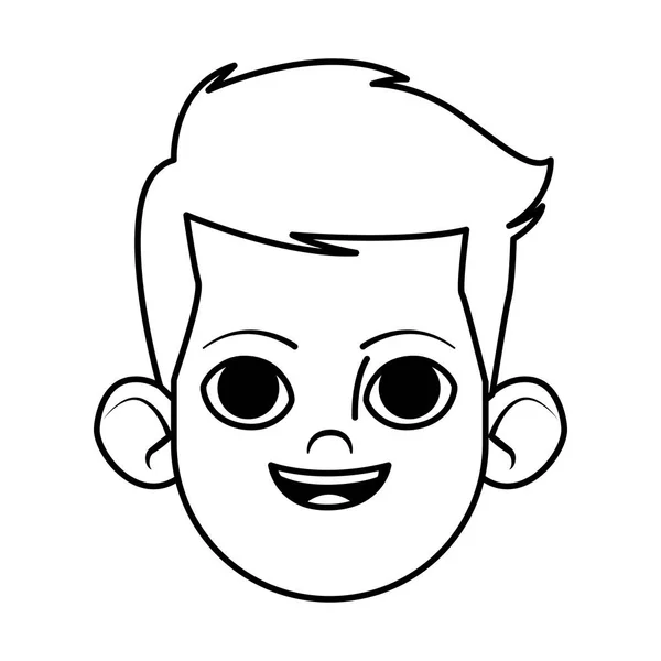 Kleine Kid avatar profielfoto zwart-wit — Stockvector