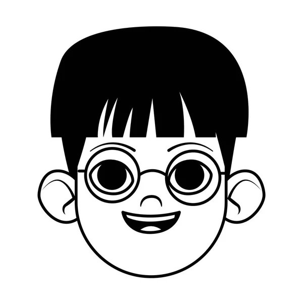 Petit enfant avatar profil photo noir et blanc — Image vectorielle