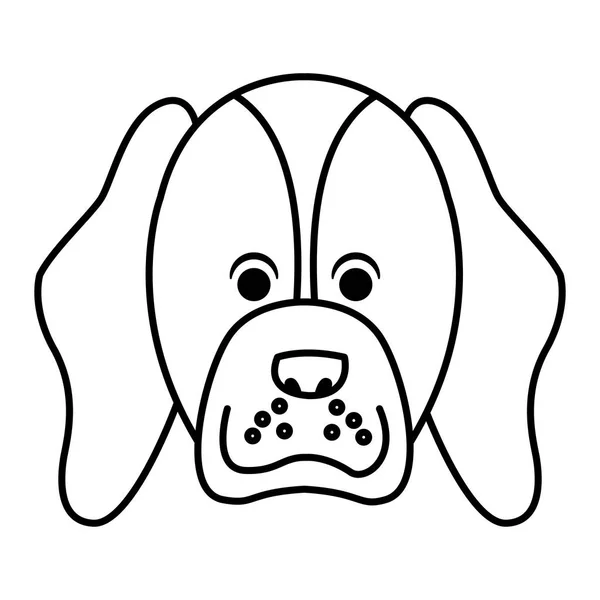 Bonito cão ícone cartoon perfil preto e branco — Vetor de Stock