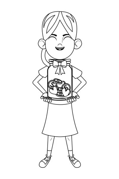 Bambino avatar personaggio dei cartoni animati in bianco e nero — Vettoriale Stock