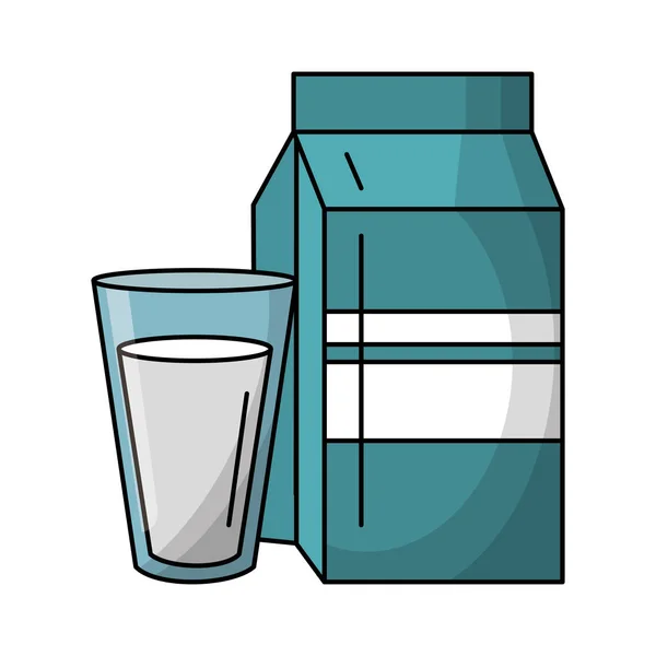 Молочная коробка и стеклянная чашка — стоковый вектор
