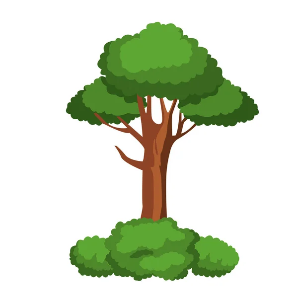 Árbol frondoso e ícono de arbustos — Vector de stock