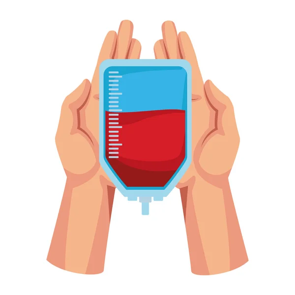 Hand houden van een bloeddonatie tas — Stockvector