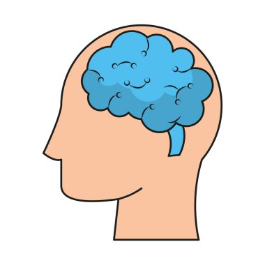 Beyin sembolü ile insan kafası silueti