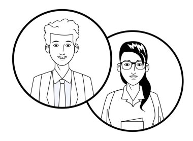 yuvarlak simgeler siyah ve beyaz iş çift avatar profil resmi