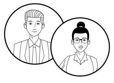 yuvarlak simgeler siyah ve beyaz iş çift avatar profil resmi