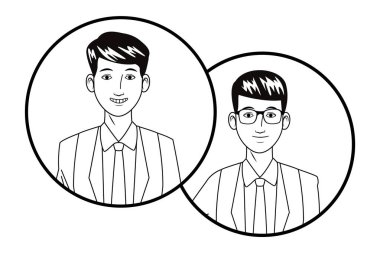 yuvarlak simgeler siyah ve beyaz işadamları avatar profil resmi