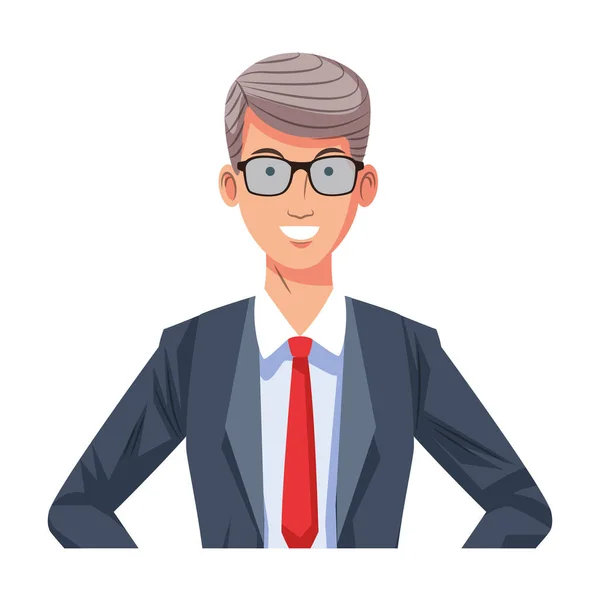 Charakter biznesmen avatar obraz profil rysunek — Wektor stockowy