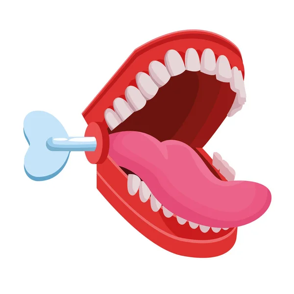 Falso parloteo mandíbulas icono de dibujos animados — Vector de stock