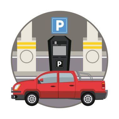 Oto park bölgesi yuvarlak simgesi