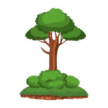 toprak parçası üzerinde ağaç ve shruberry