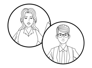 yuvarlak simgeler siyah ve beyaz iş çift avatar profil resmi