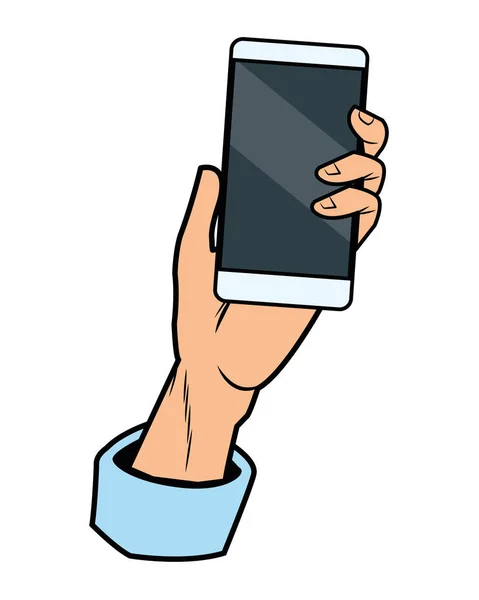Поп-арт рука с изолированным смартфоном — стоковый вектор