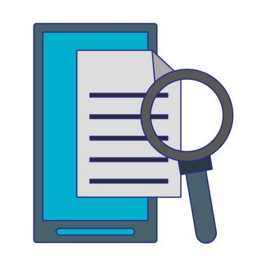 İş ve ofis teknolojisi mavi çizgileri simgeler