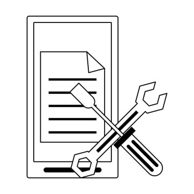 Siyah beyaz iş ve ofis teknolojisi sembolleri