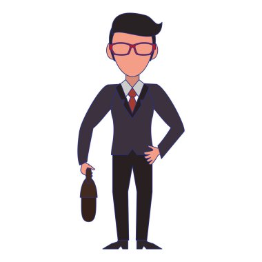 Yönetici işadamı karakter karikatür mavi çizgiler