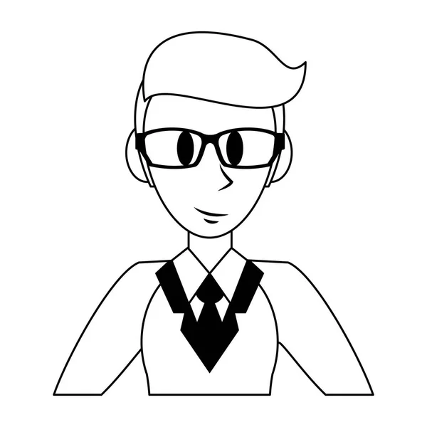 Empresário executivo personagem cartoon em preto e branco —  Vetores de Stock