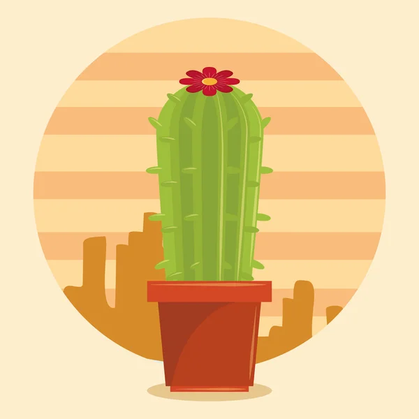 Cactus pot succulent sur Dessertscape — Image vectorielle