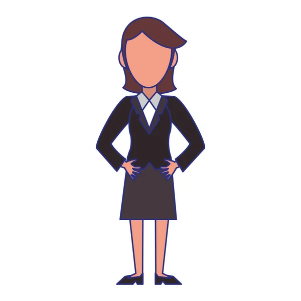 Executive businesswoman character cartoon blue lines — Stock Vector