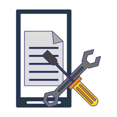 İş ve ofis teknolojisi mavi çizgileri simgeler