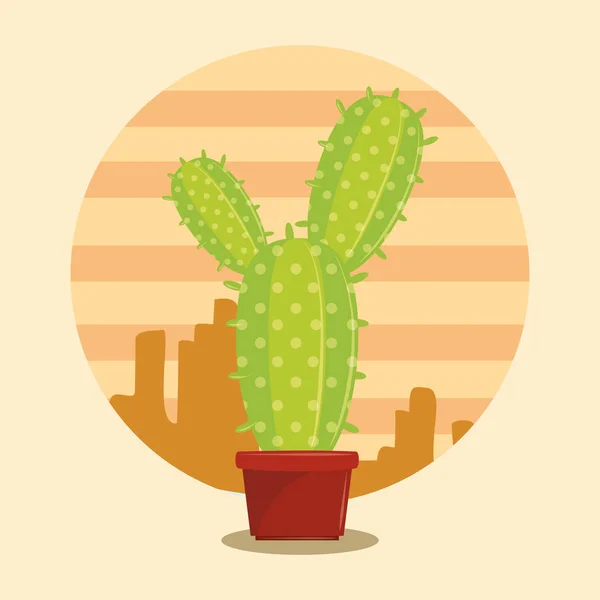 Cactus pot succulent sur Dessertscape — Image vectorielle