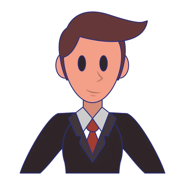 Executive businessman character cartoon blue lines — Stock Vector