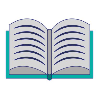 Kitap açık izole sembol karikatür mavi çizgiler