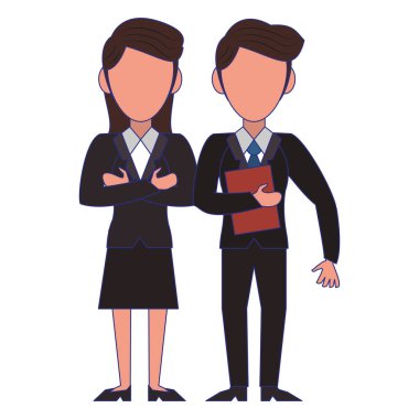 Yönetici iş çift karikatür izole mavi çizgiler