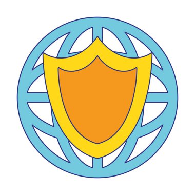 İş ve ofis teknolojisi mavi çizgileri simgeler