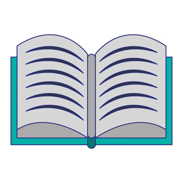 Boka öppen isolerad symbol tecknad blå linjer — Stock vektor