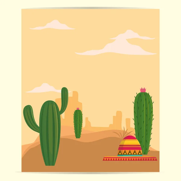 Mexiko a kaktus šťavnaté džbánek — Stockový vektor