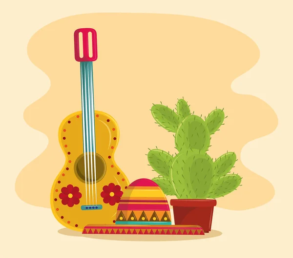 Mexique et cactus pot succulent — Image vectorielle